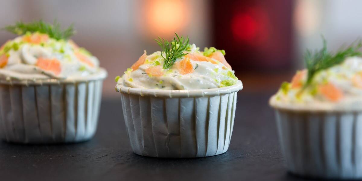 Couscous-Cupcakes Mit Lachs-Creme Und Wasabi 12 Couscous-Cupcakes